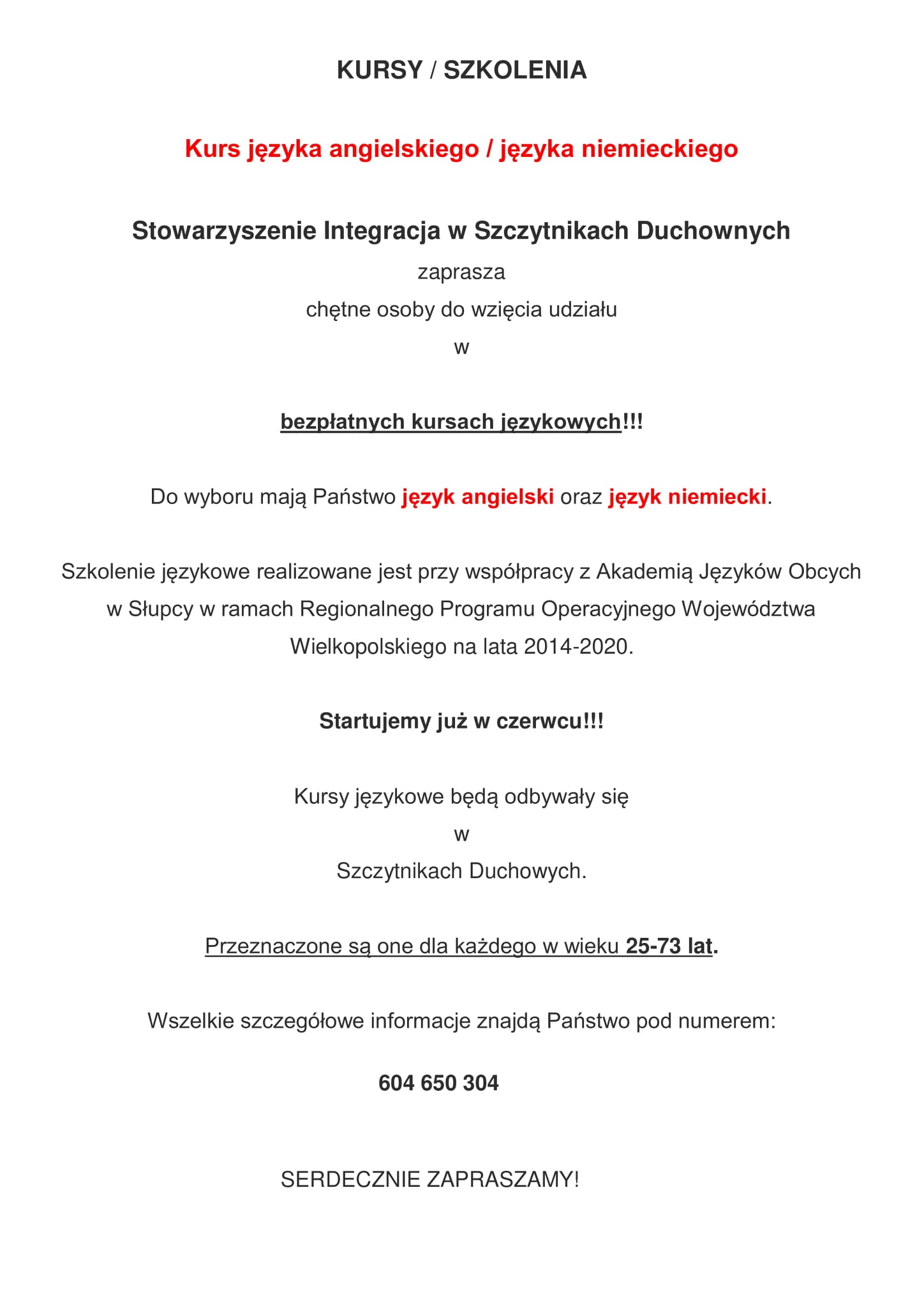 kursy językowe